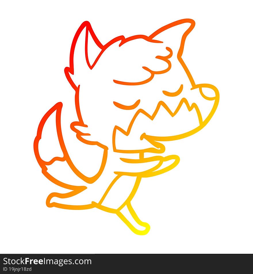 warm gradient line drawing friendly cartoon fox running