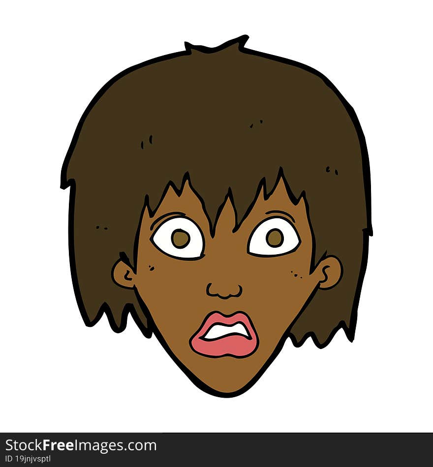 cartoon frightened woman