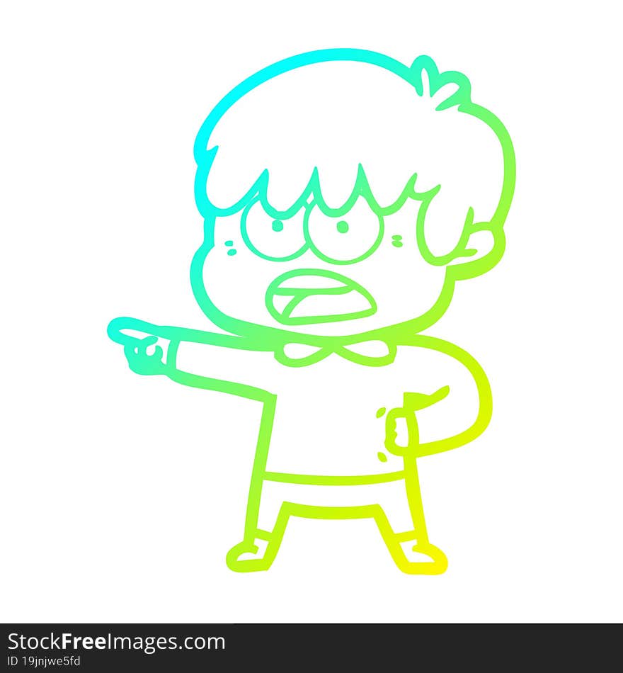 cold gradient line drawing worried cartoon boy