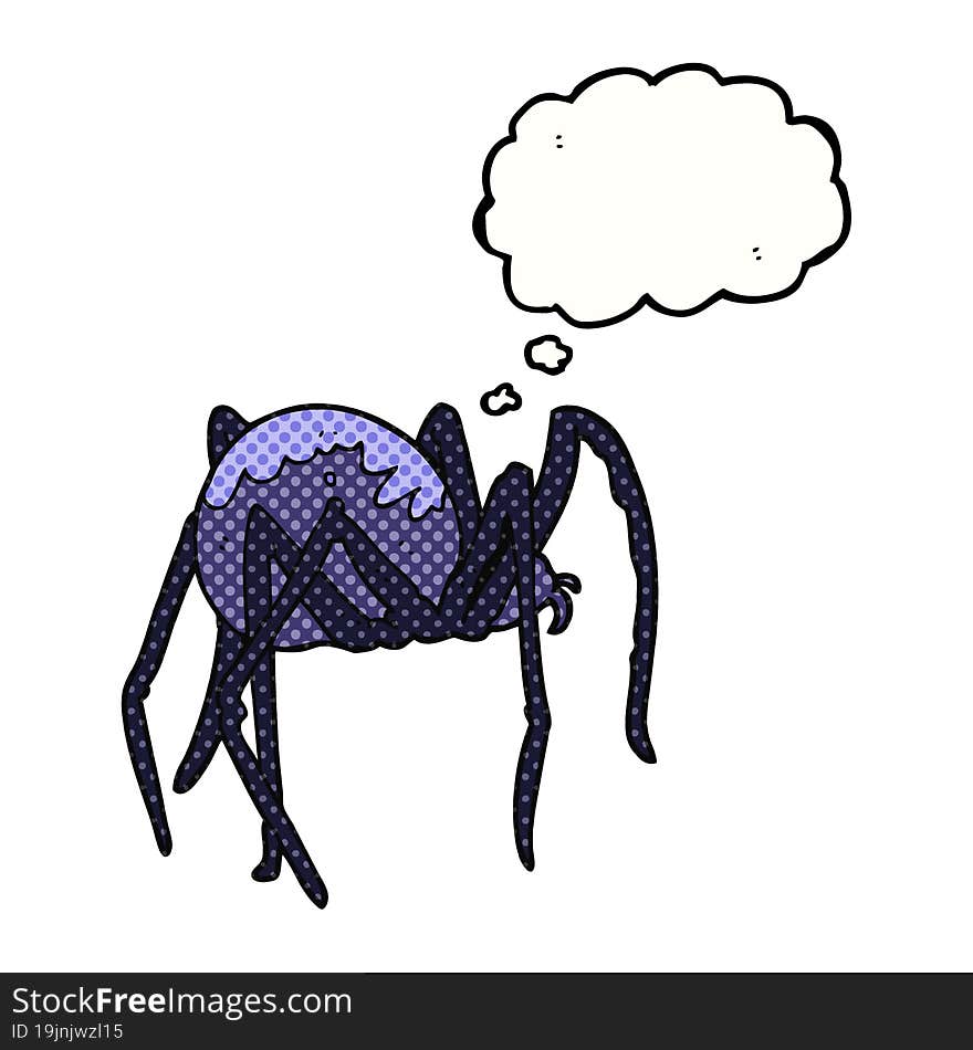 freehand drawn thought bubble cartoon creepy spider