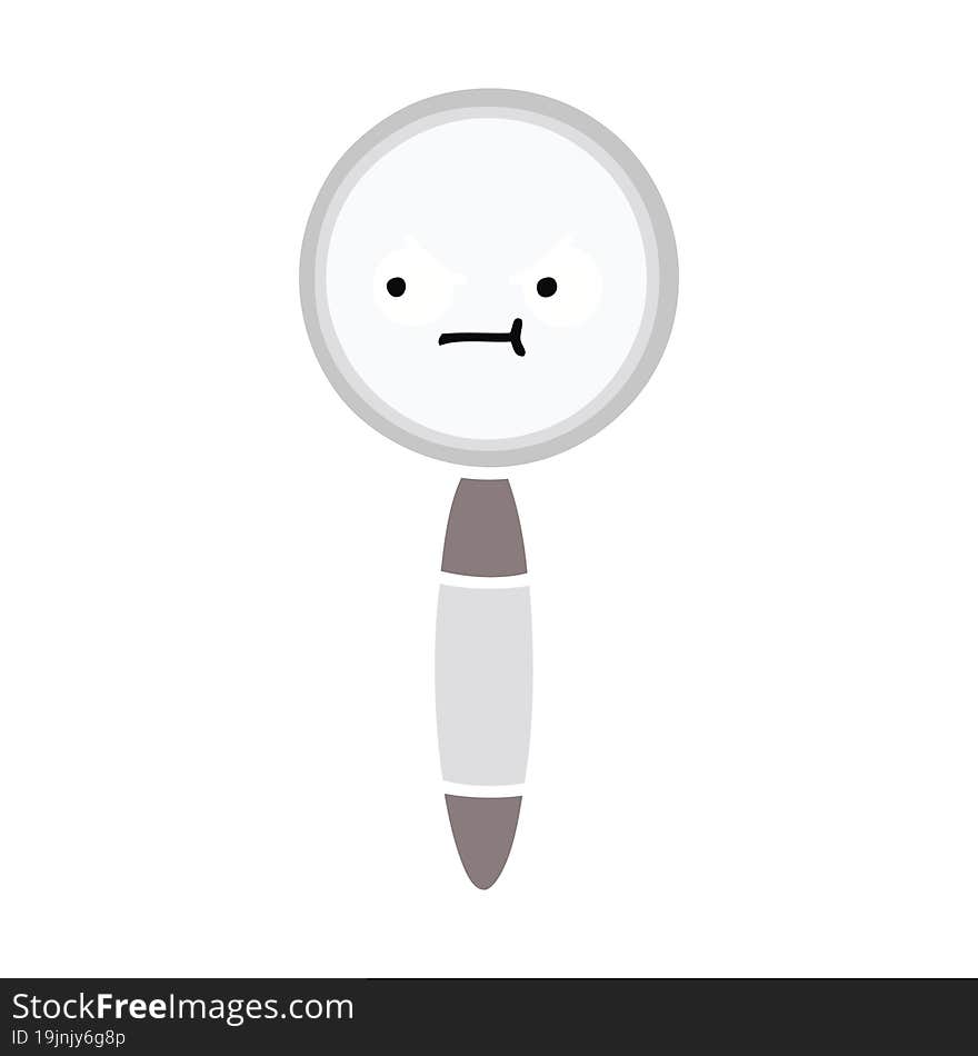 flat color retro cartoon magnifying glass