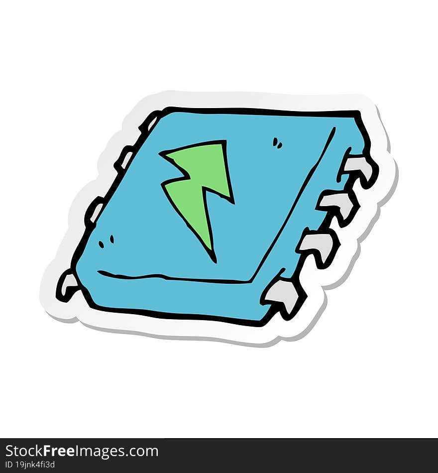 sticker of a cartoon computer chip