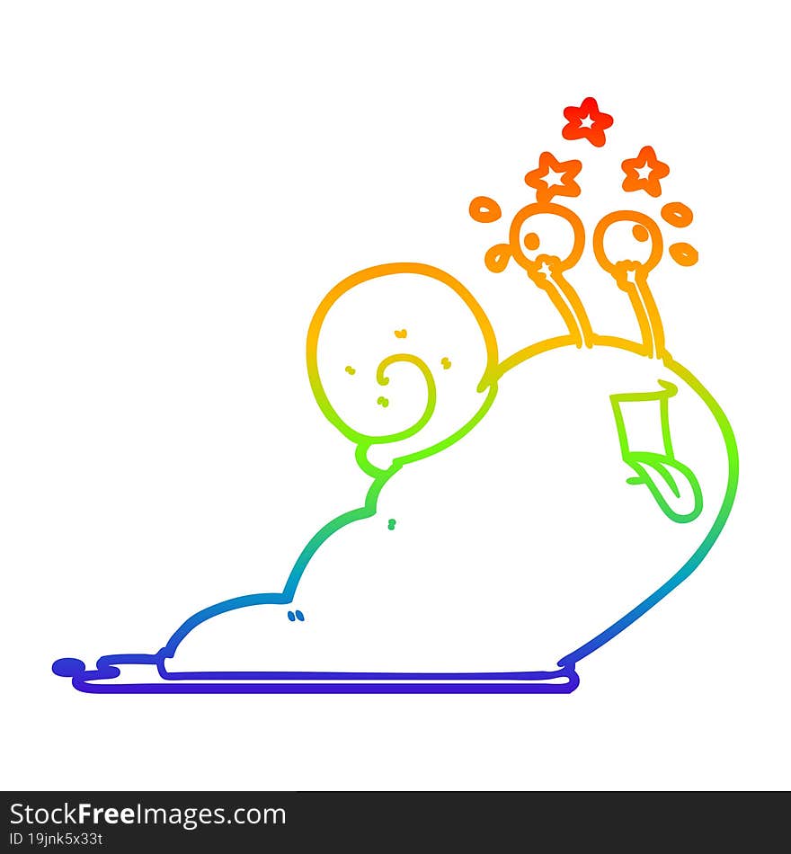 rainbow gradient line drawing crazy cartoon snail