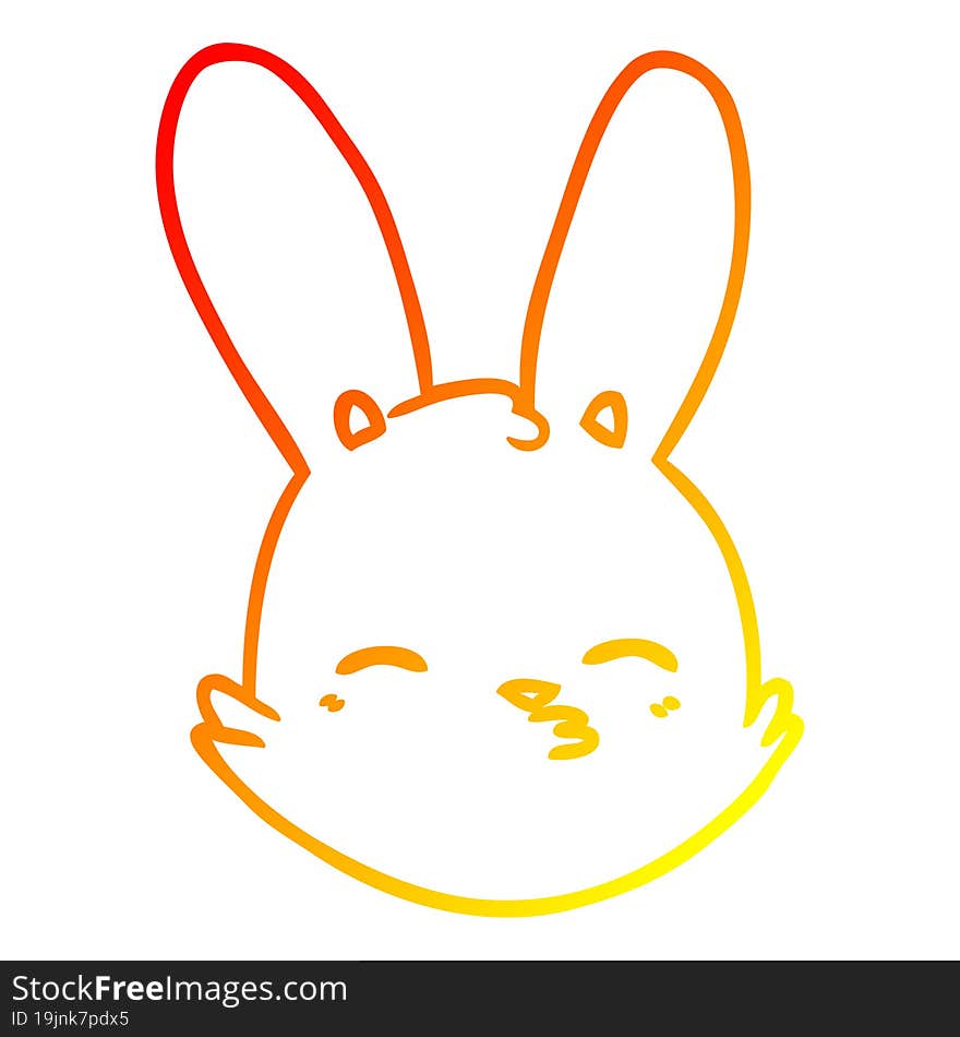 Warm Gradient Line Drawing Cartoon Bunny Face Considering