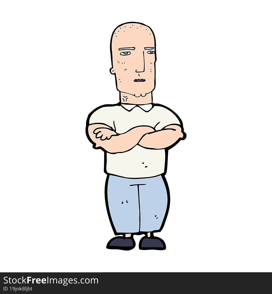 Cartoon Annoyed Bald Man