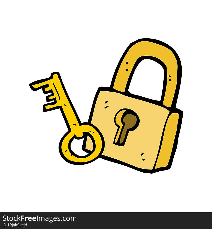 cartoon padlock and key