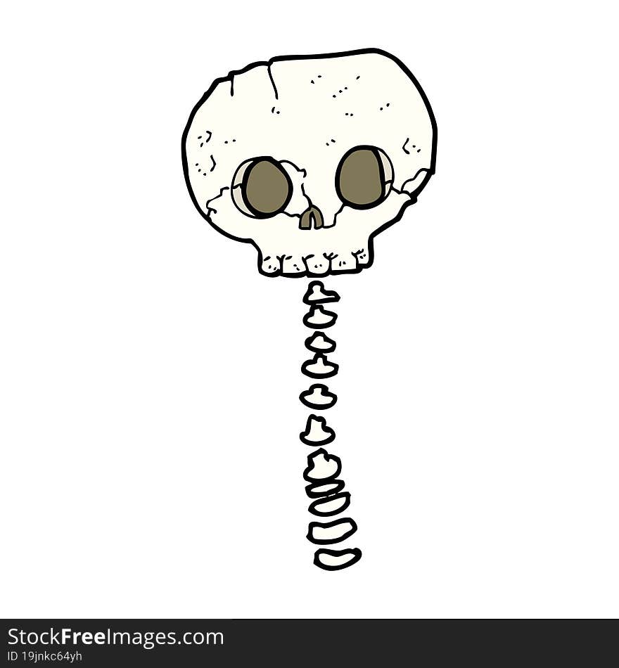 cartoon spooky skull and spine