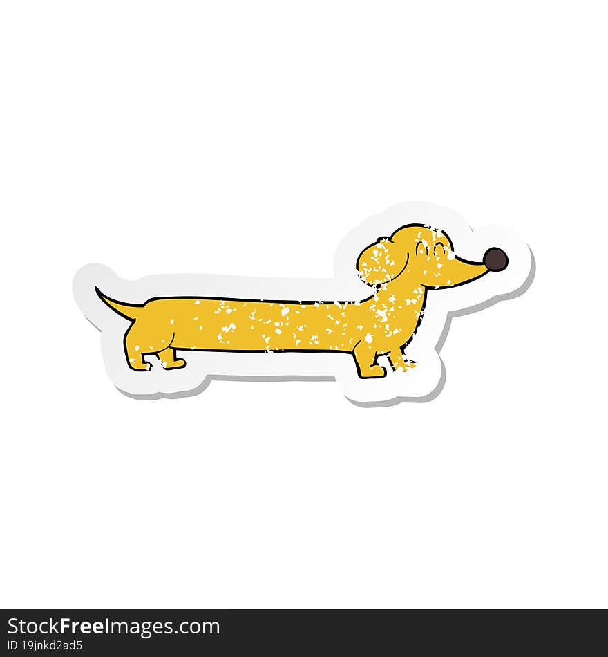 Retro Distressed Sticker Of A Cartoon Dachshund