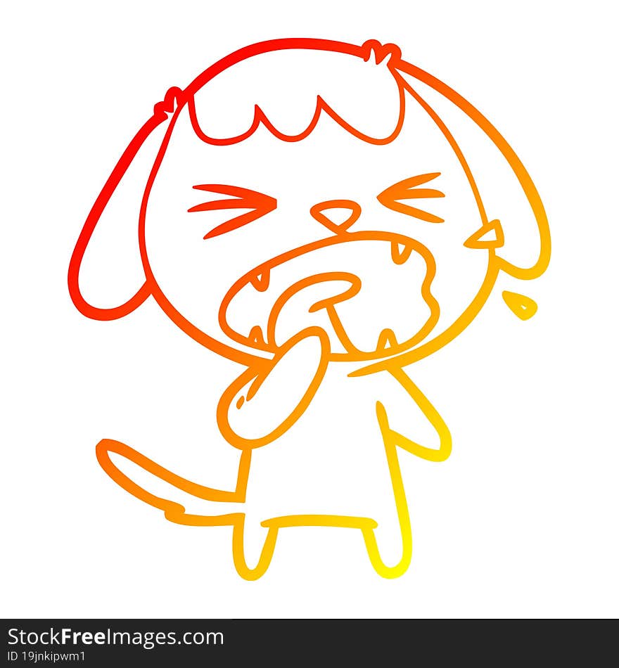 warm gradient line drawing cute cartoon dog barking