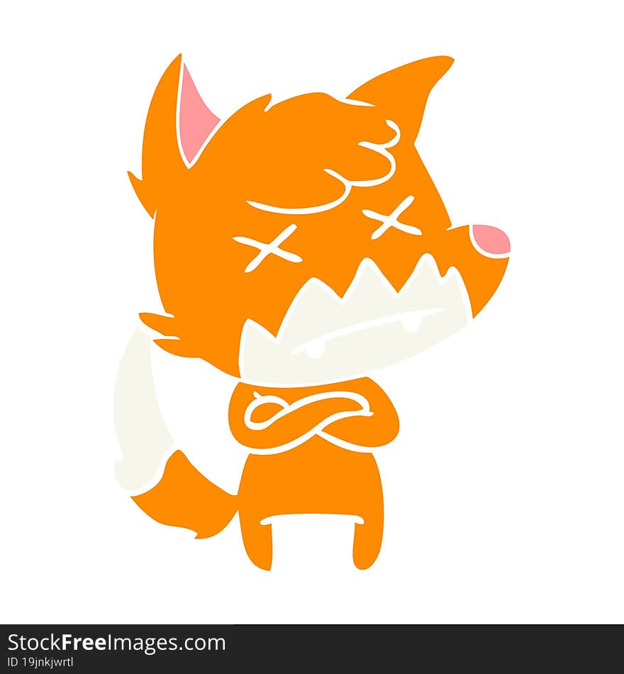 flat color style cartoon dead fox