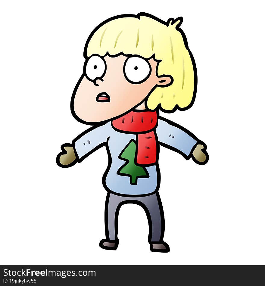 cartoon surprised christmas person. cartoon surprised christmas person