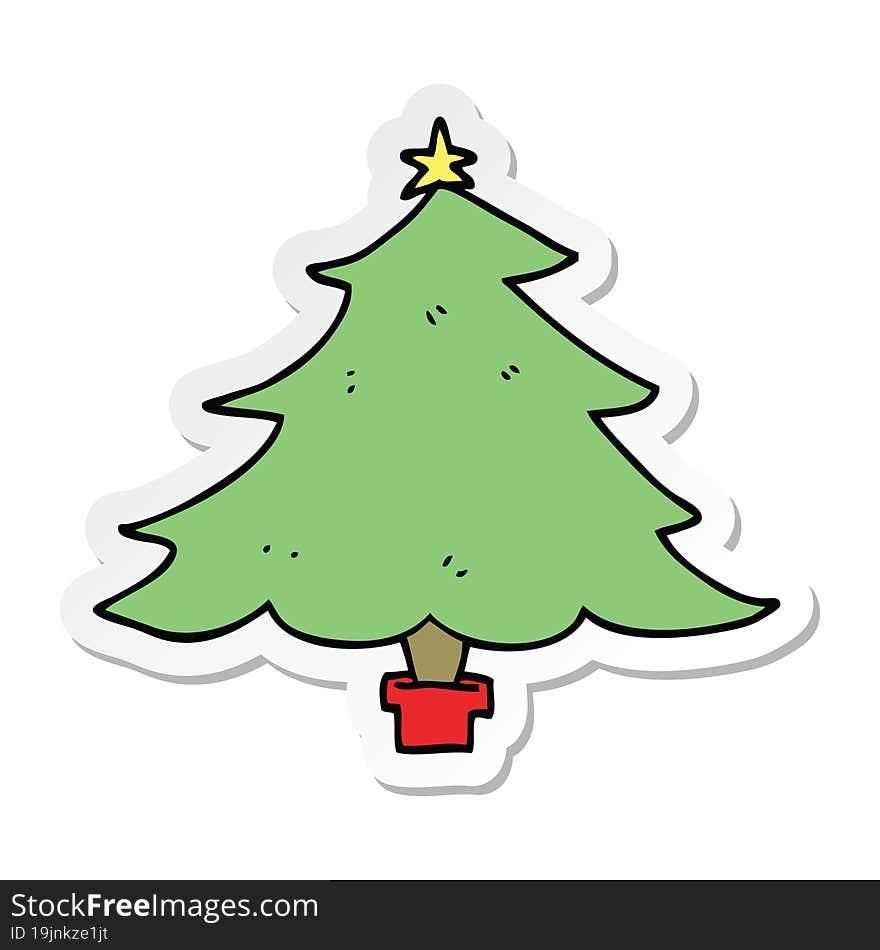 Sticker Of A Cartoon Christmas Tree