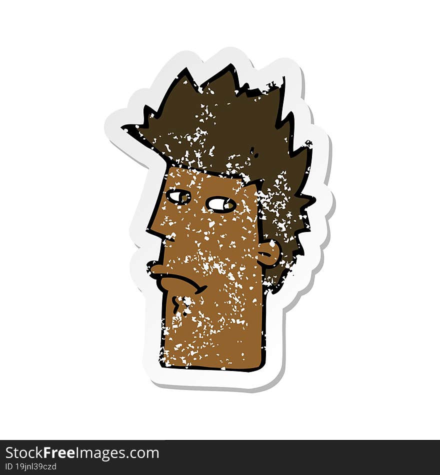 retro distressed sticker of a cartoon nervous expression