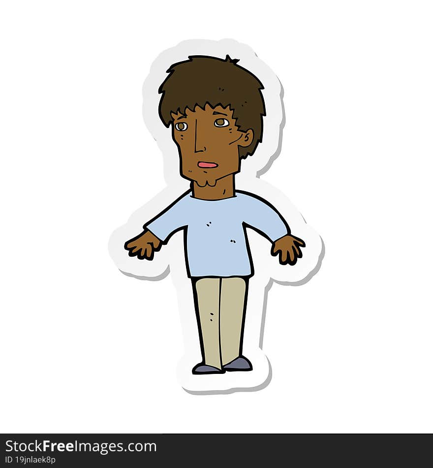 sticker of a cartoon surprised man