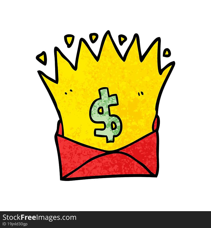 cartoon envelope with money sign. cartoon envelope with money sign