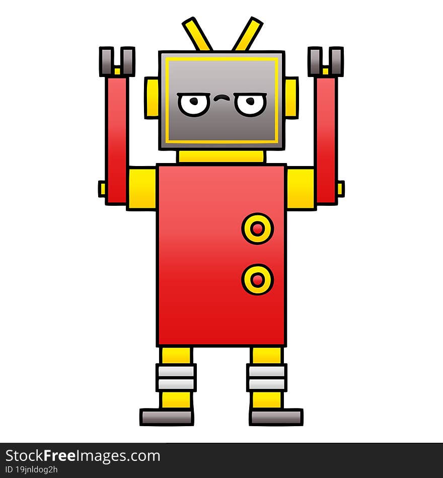 gradient shaded cartoon of a annoyed robot