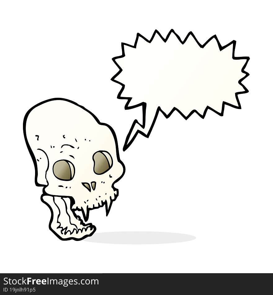 cartoon spooky vampire skull with speech bubble