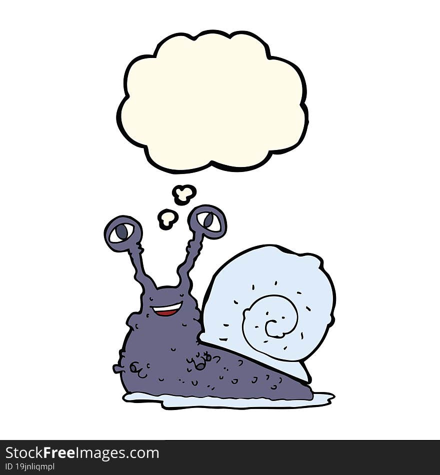 cartoon snail with thought bubble