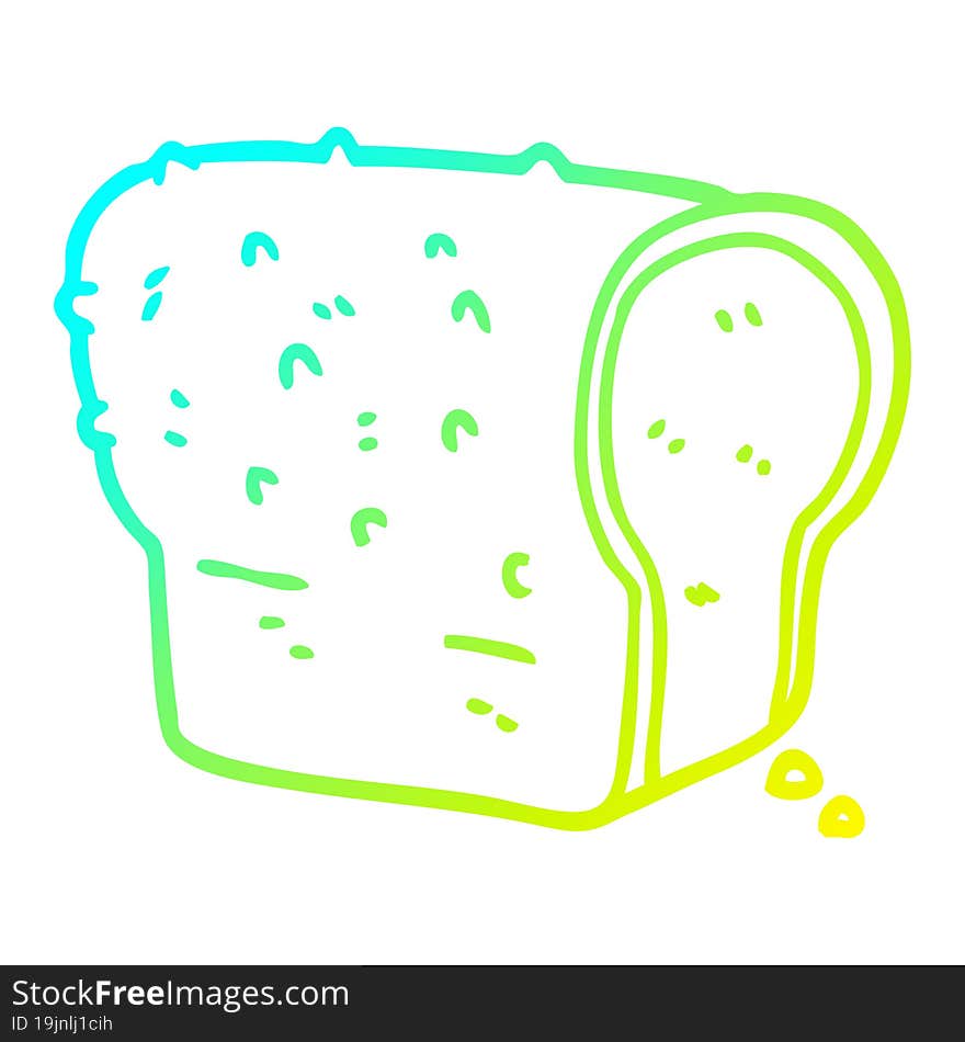 cold gradient line drawing of a cartoon loaf of bread