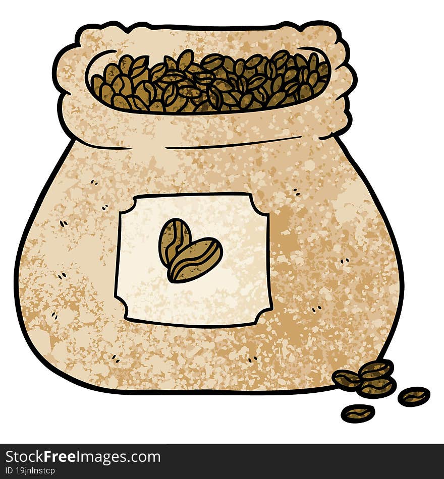 cartoon sack of coffee beans. cartoon sack of coffee beans