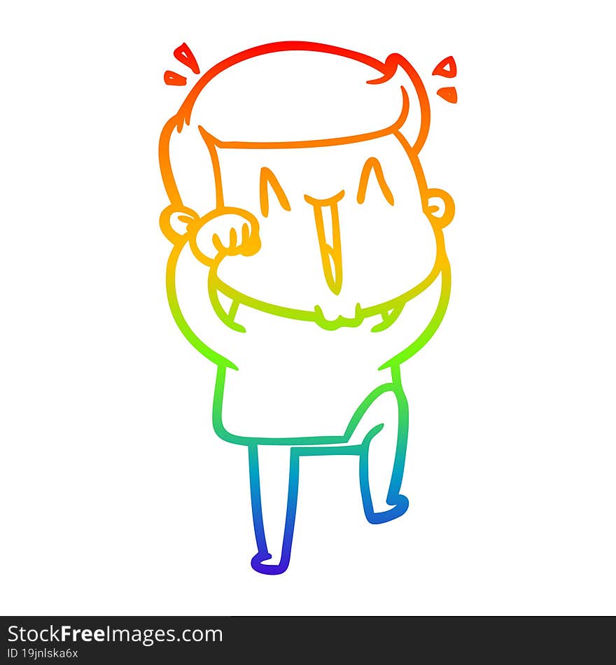 rainbow gradient line drawing cartoon excited man