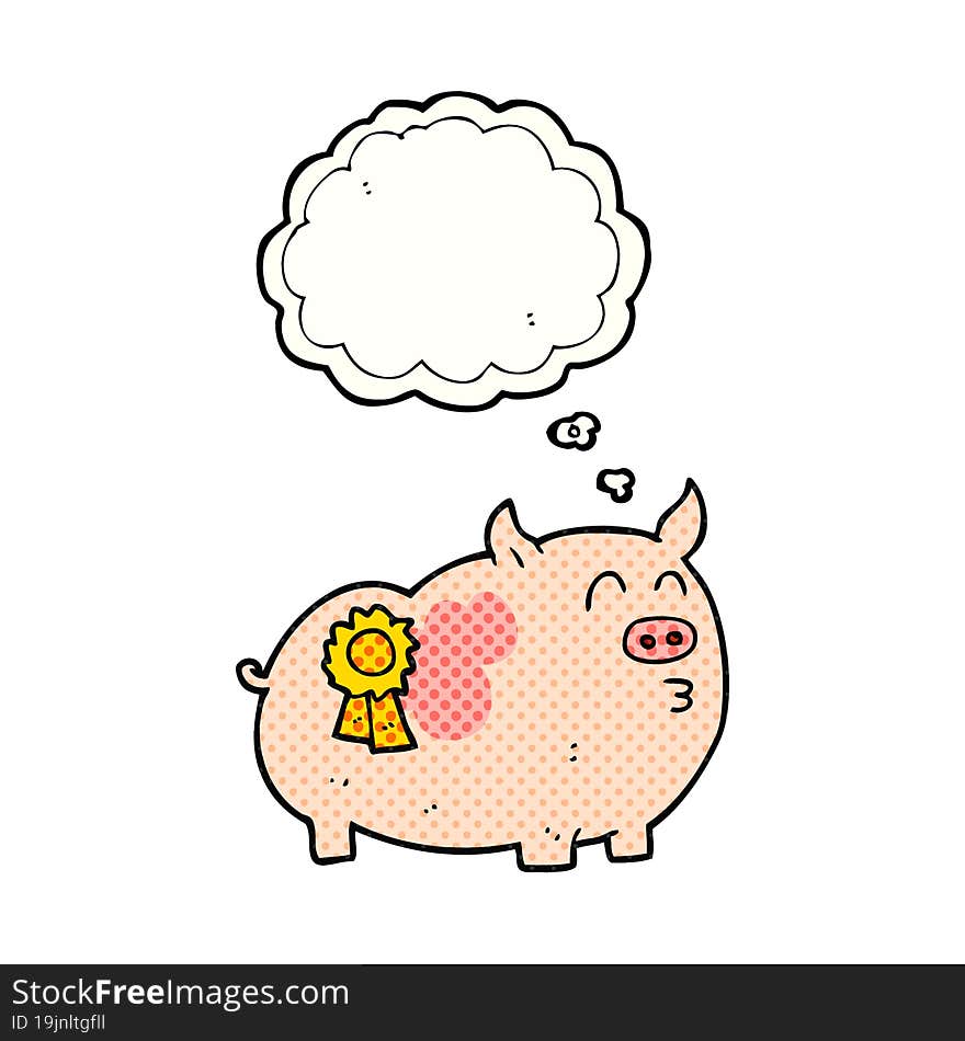 thought bubble cartoon prize winning pig