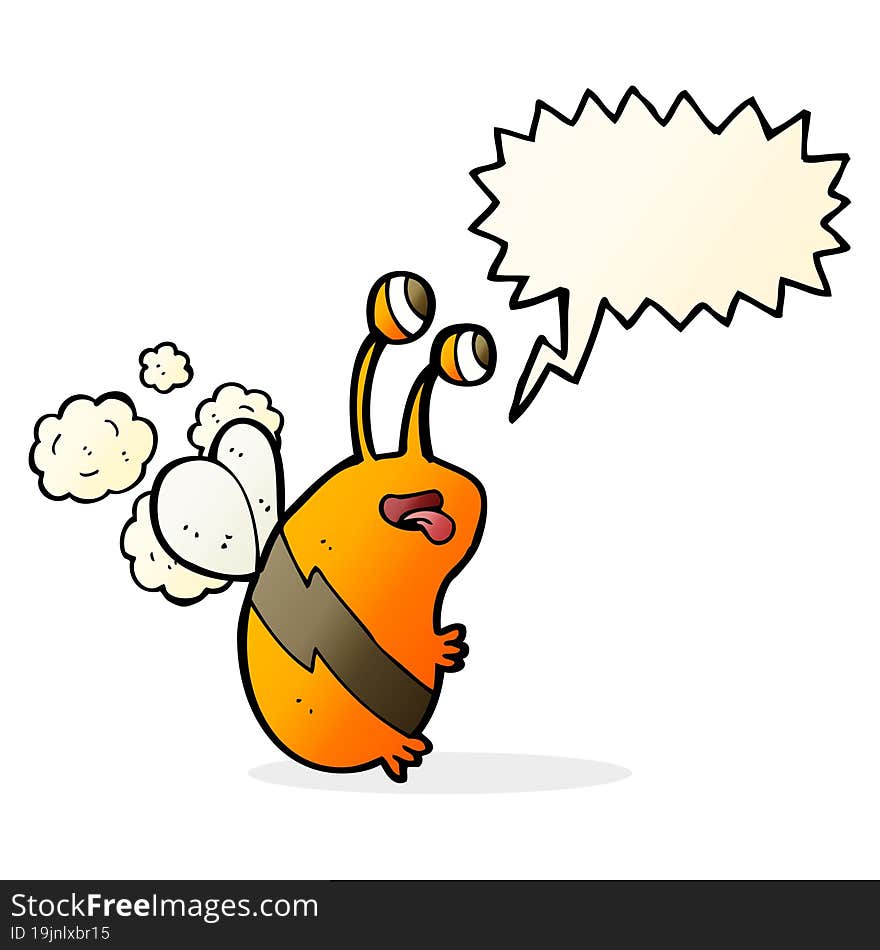 cartoon funny bee with speech bubble