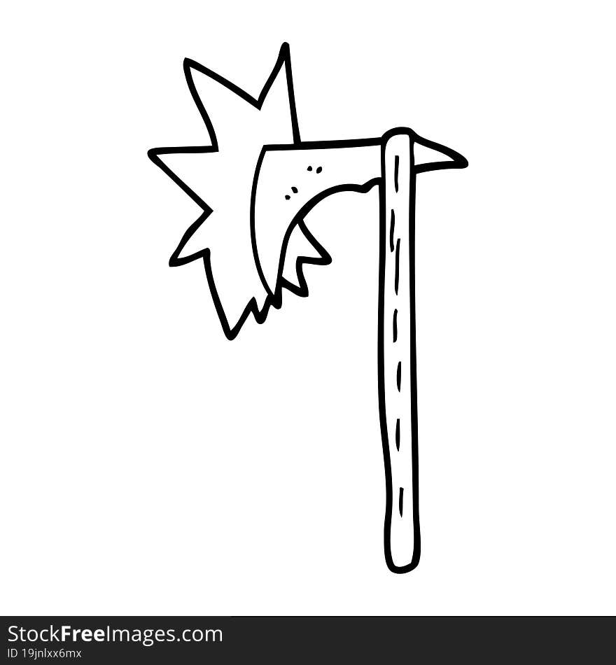 line drawing cartoon viking axe