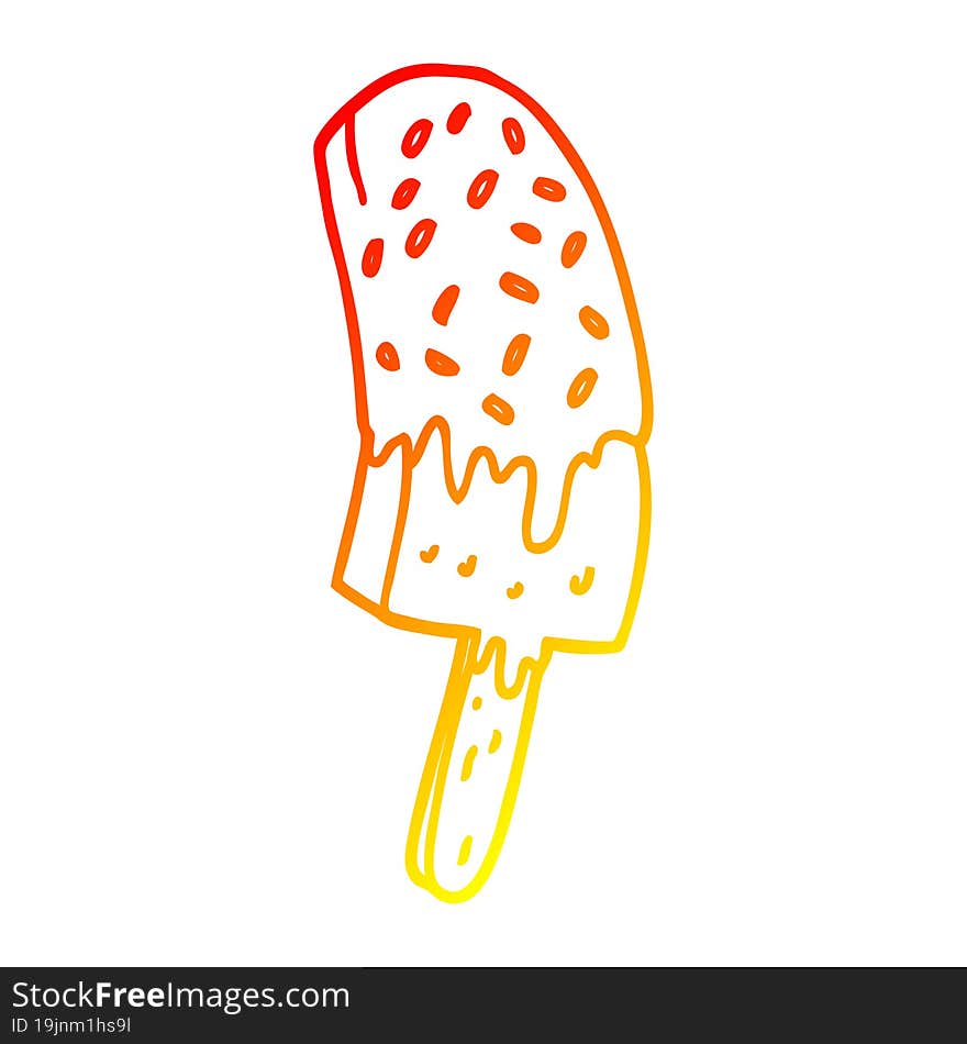 warm gradient line drawing cartoon ice cream lolly