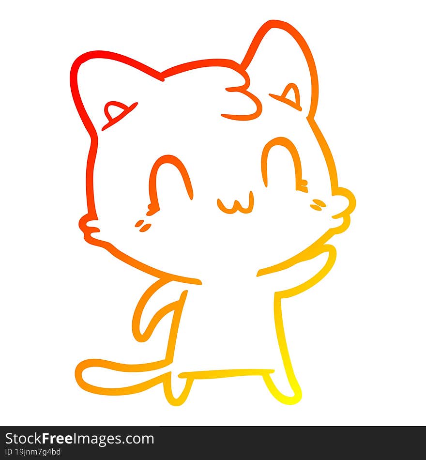 warm gradient line drawing cartoon happy cat