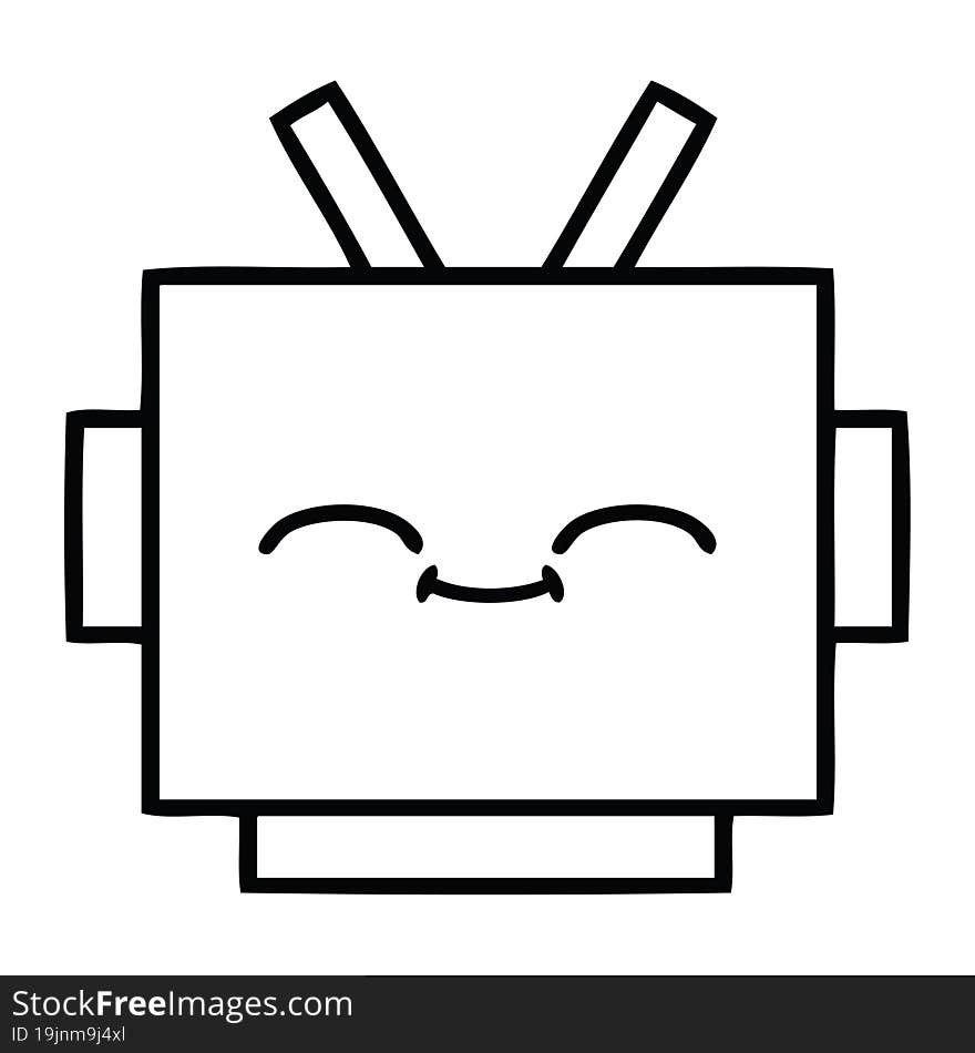 line drawing cartoon robot head