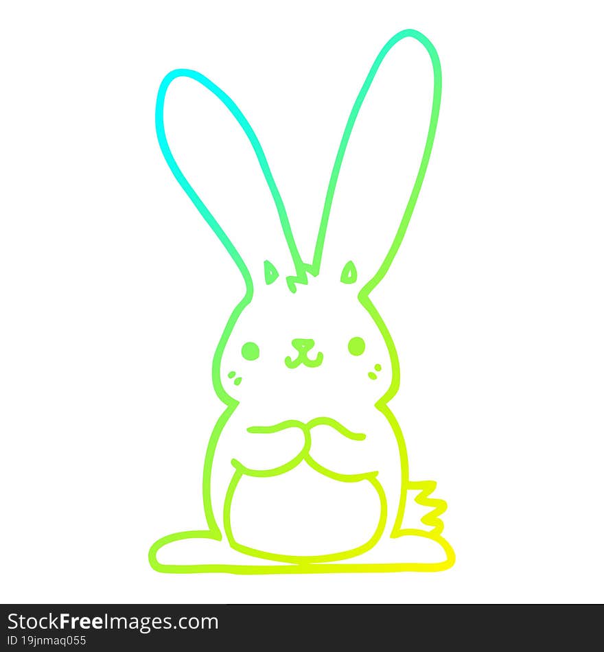 cold gradient line drawing of a cartoon rabbit