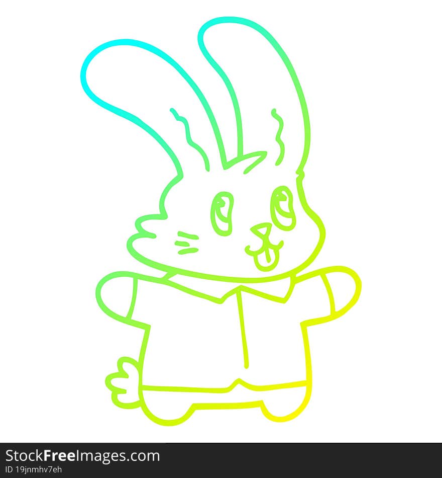 cold gradient line drawing cartoon happy rabbit