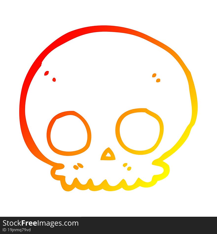 warm gradient line drawing cartoon skull
