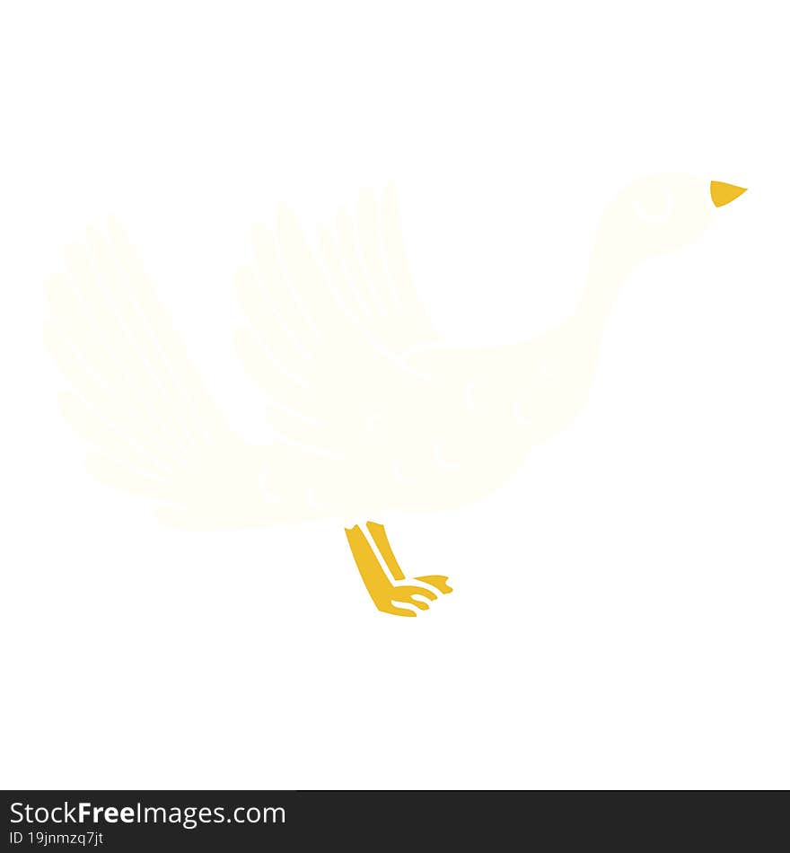 Flat Color Illustration Cartoon Goose