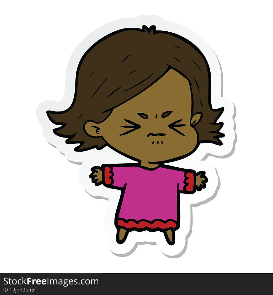 sticker of a cartoon angry woman