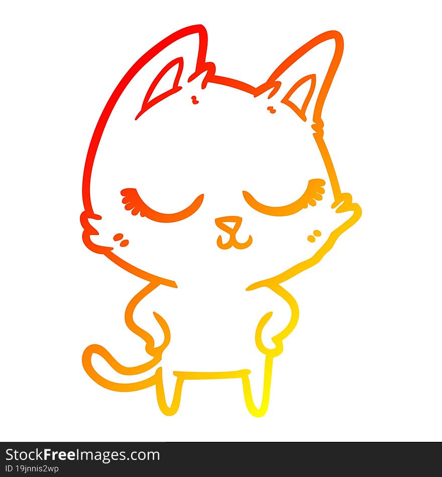 warm gradient line drawing calm cartoon cat