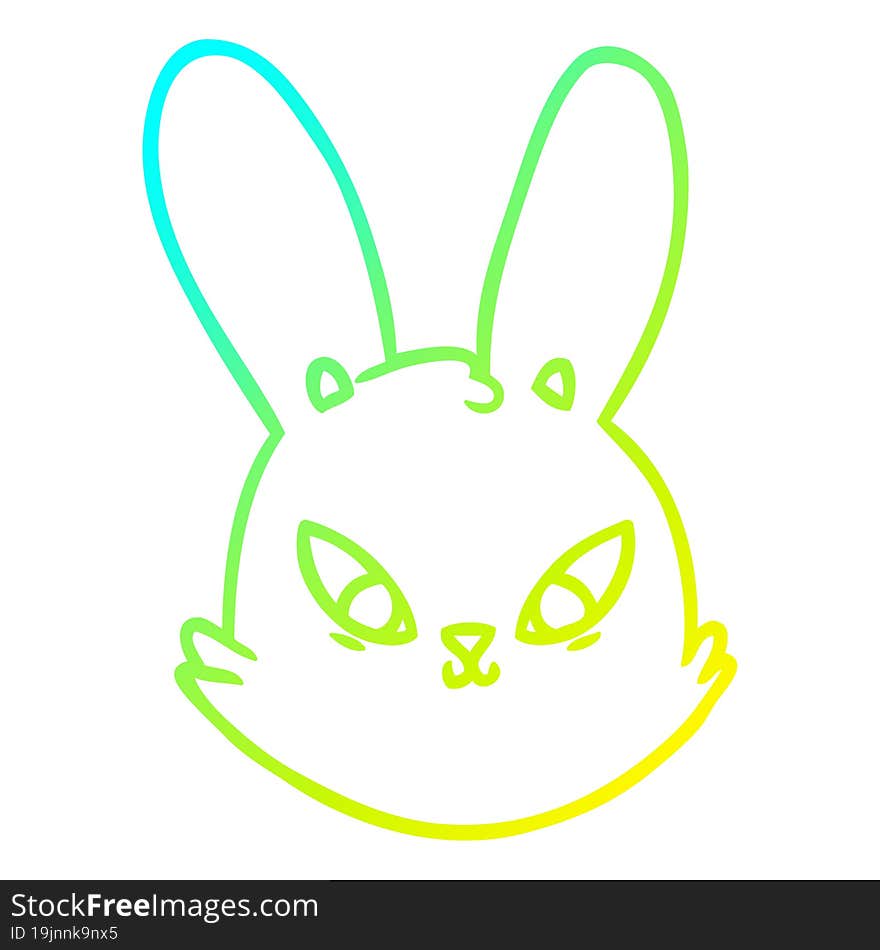 cold gradient line drawing cartoon bunny face