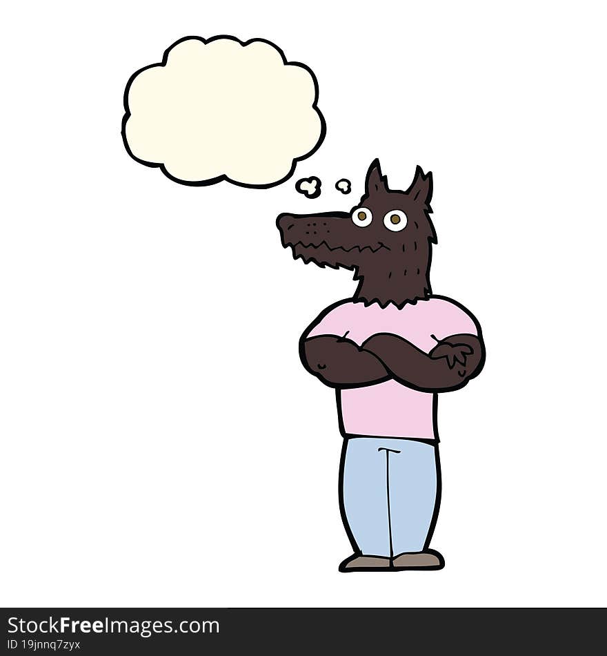 cartoon werewolf with thought bubble