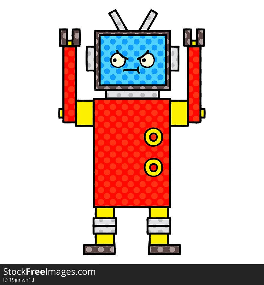 comic book style cartoon of a robot