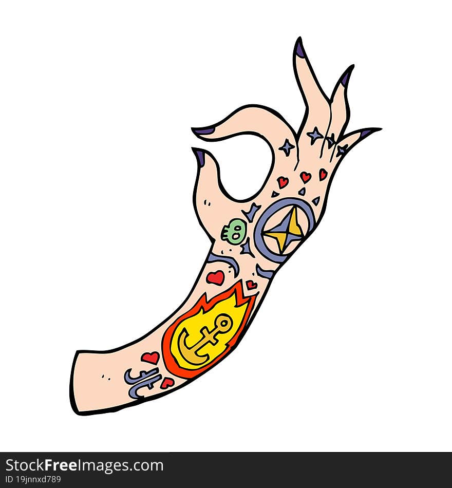 cartoon tattoo arm