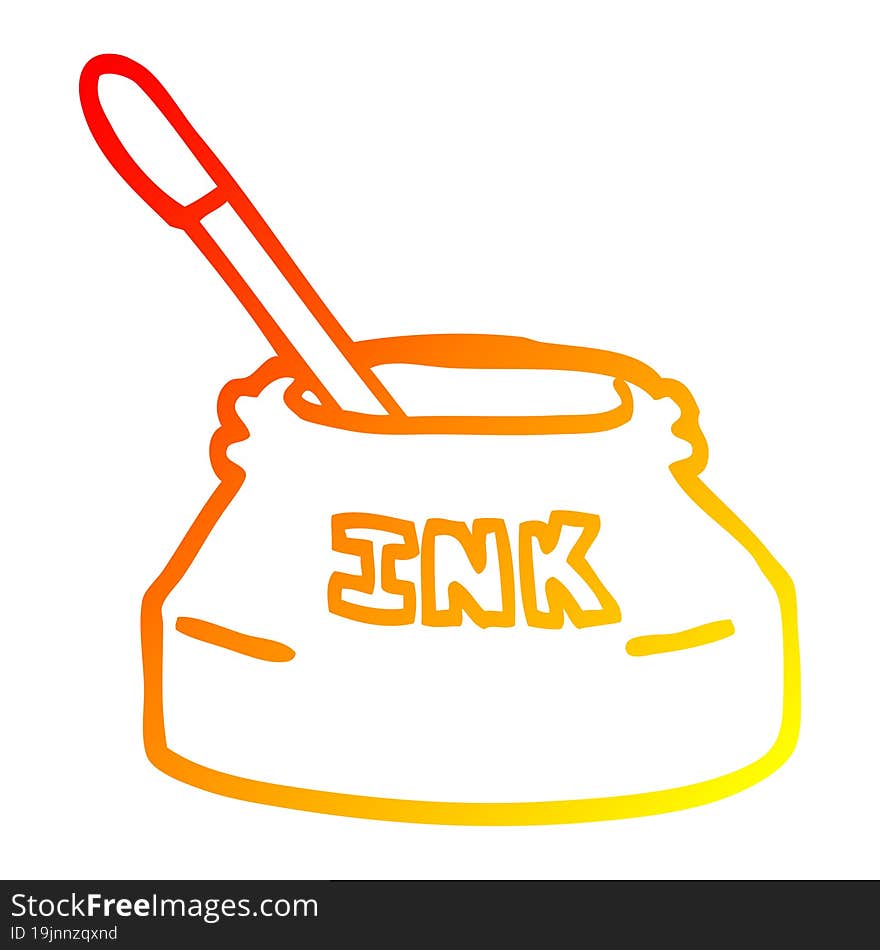 warm gradient line drawing of a cartoon ink pot