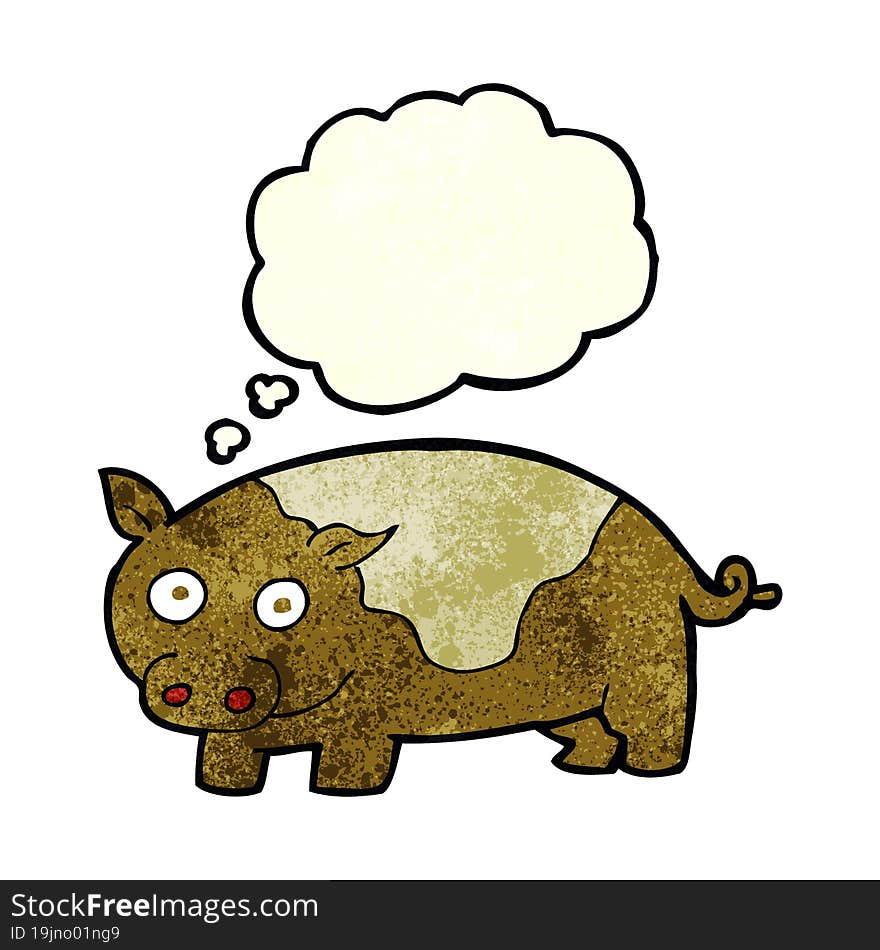 Cartoon Pig With Thought Bubble