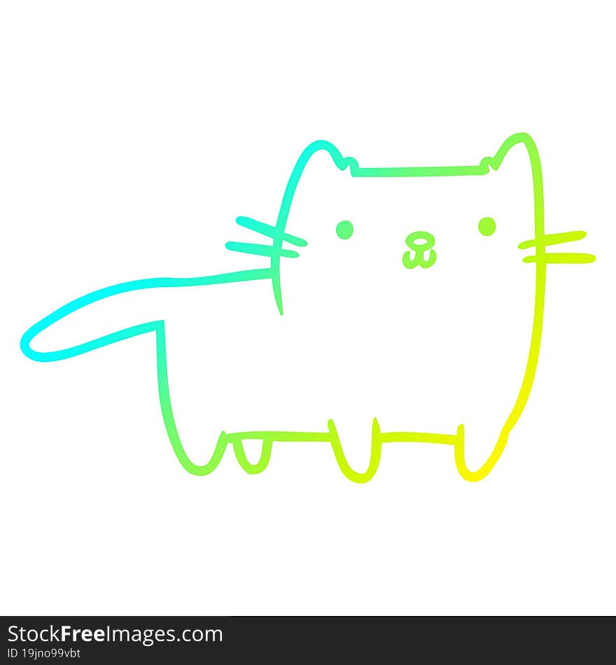 cold gradient line drawing of a Cartoon cat