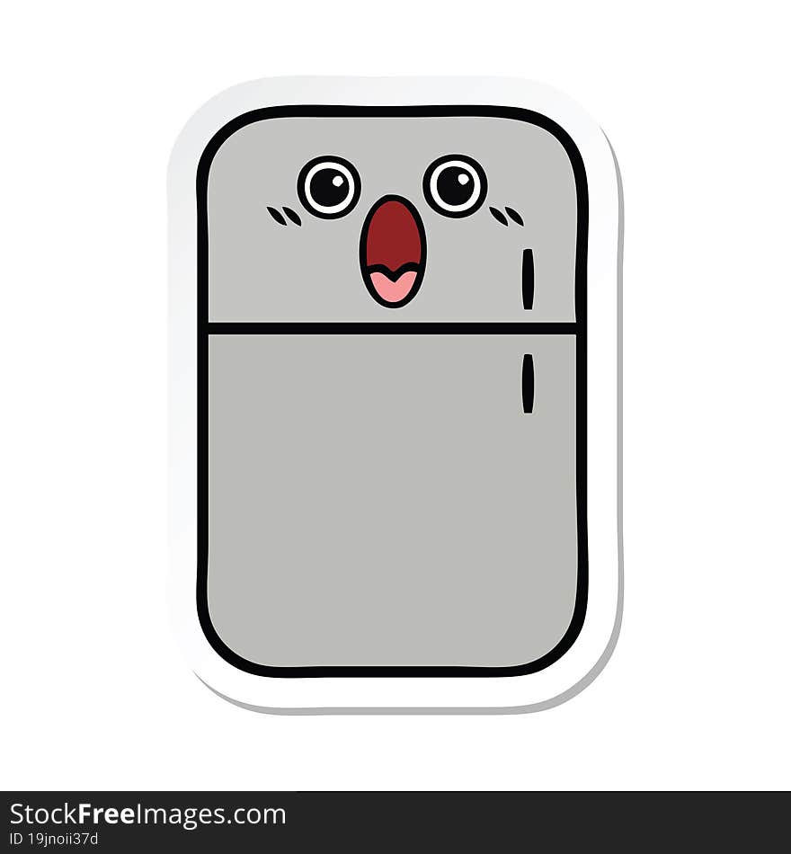 sticker of a cute cartoon fridge freezer