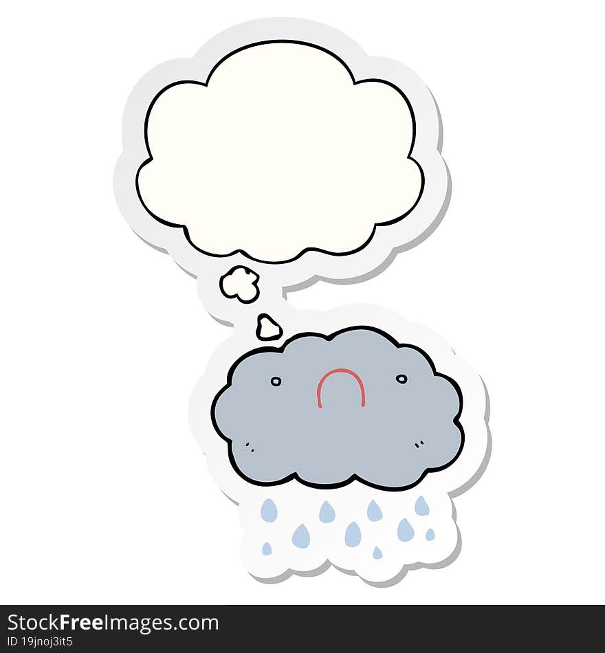 Cute Cartoon Cloud And Thought Bubble As A Printed Sticker