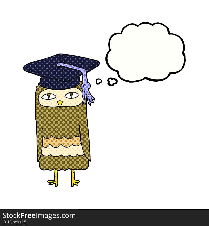 freehand drawn thought bubble cartoon wise owl