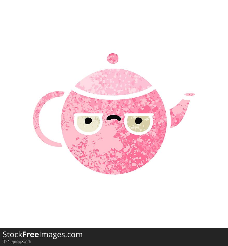 retro illustration style cartoon teapot