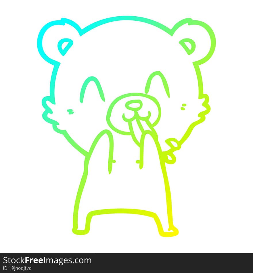 cold gradient line drawing rude cartoon bear