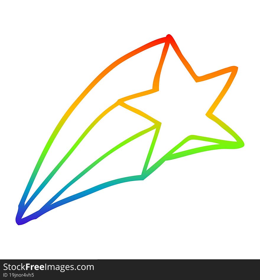 Rainbow Gradient Line Drawing Cartoon Shooting Star